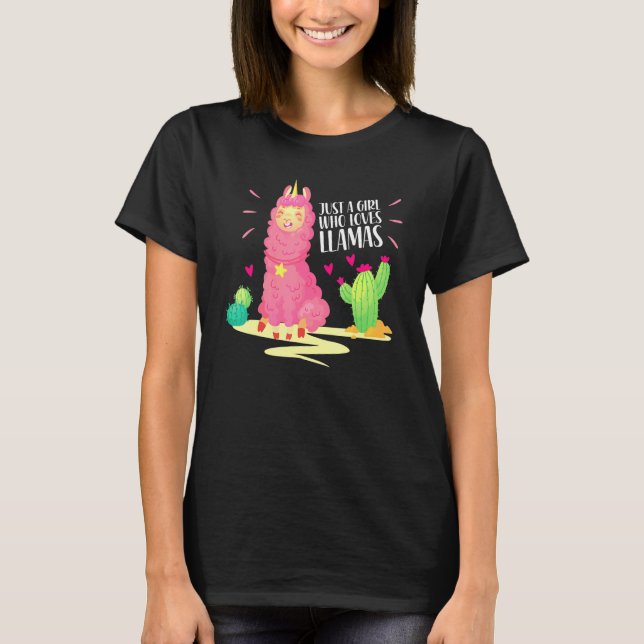 T-shirt Juste une fille qui aime les lamas (Devant)