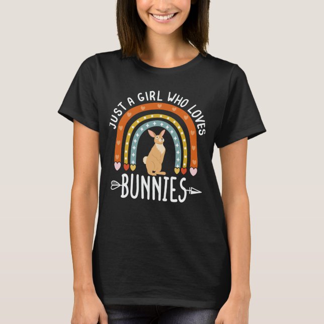 T-shirt Juste Une Fille Qui Aime Les Lapins Arc En Ciel Mi (Devant)