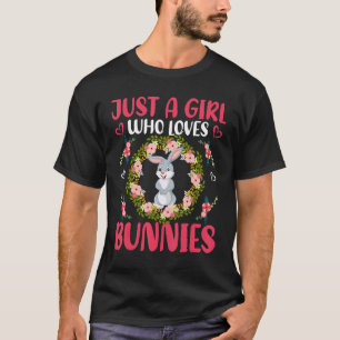 T-shirt Juste Une Fille Qui Aime Les Lapins Fleurs Lapins