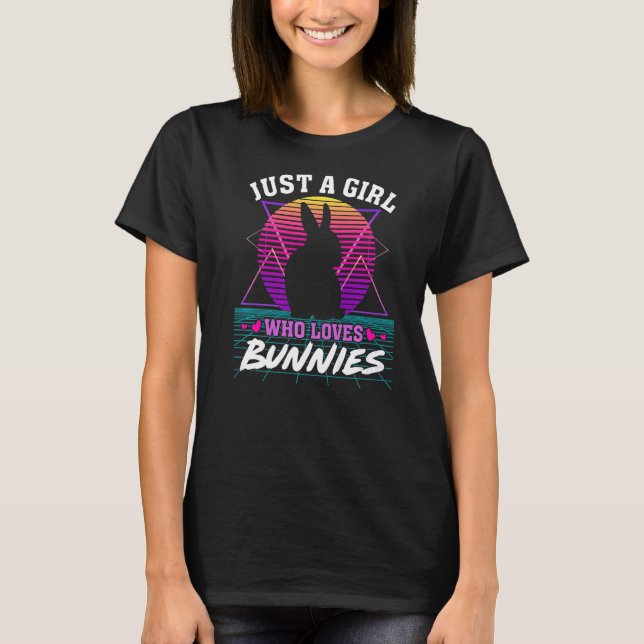 T-shirt Juste une fille qui aime les lapins Retro 80s Lapi (Devant)