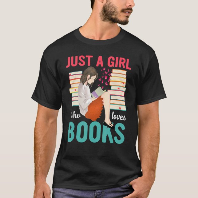 T-shirt Juste une fille qui aime les livres (Devant)