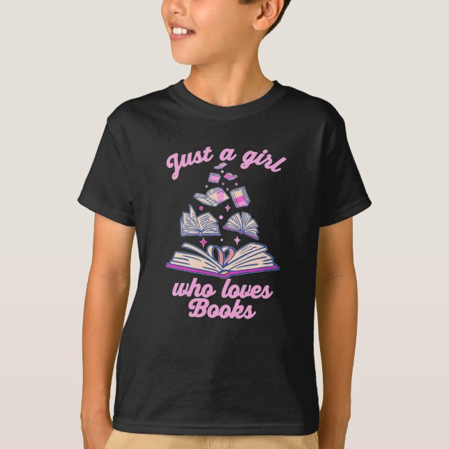 T-shirt juste une fille qui aime les livres (Devant)