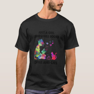 T-shirt Juste Une Fille Qui Aime Les Livres Café Et Chats