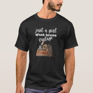 T-shirt Juste Une Fille Qui Aime Les Livres Vintages Avec
