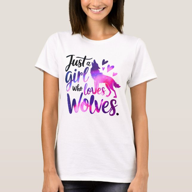 T-shirt Juste une fille qui aime les loups (Devant)