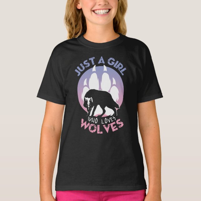 T-shirt Juste une fille qui aime les loups (Devant)