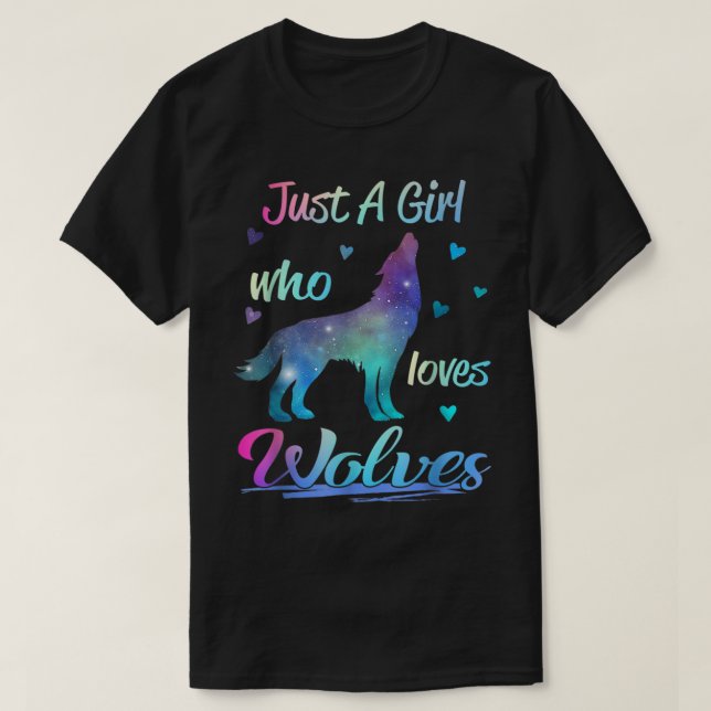 T-shirt Juste une fille qui aime les loups animal (Design devant)