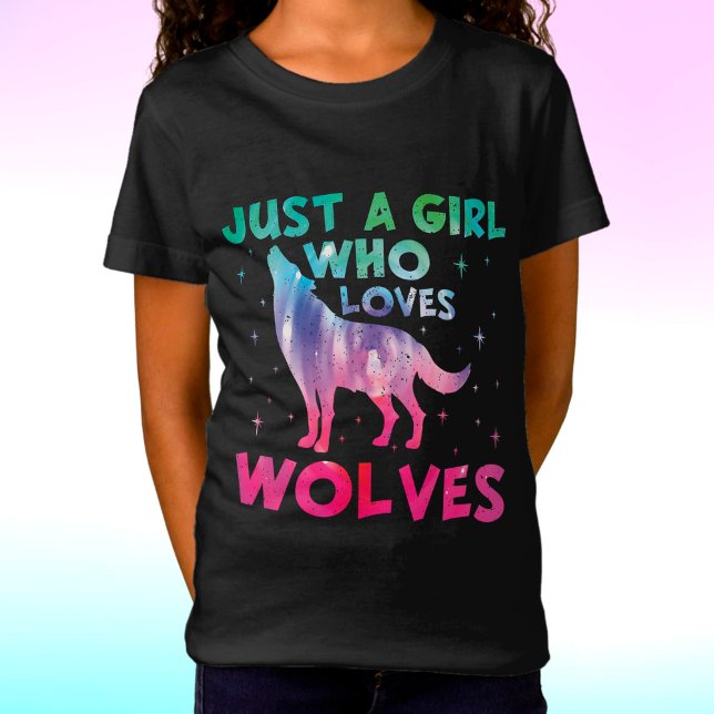 T-Shirt Juste une fille qui aime les loups aquarelle (Créateur téléchargé)