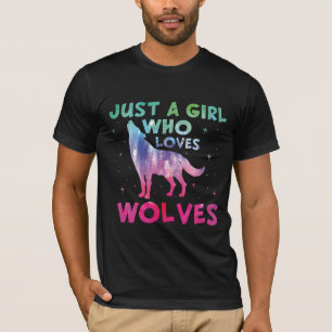 T-shirt Juste une fille qui aime les loups aquarelle