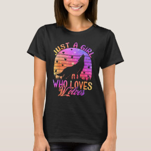 T-shirt Juste une fille qui aime les loups Aquarelle Loup