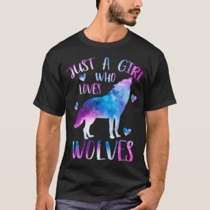 T-shirt Juste une fille qui aime les loups Aquarelle Loup 