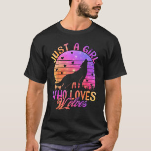 T-shirt Juste une fille qui aime les loups Aquarelle migno
