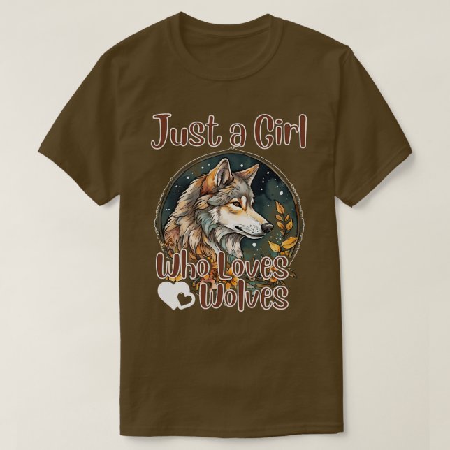 T-shirt Juste une fille qui aime les loups Aquarelle migno (Design devant)