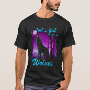 T-shirt Juste Une Fille Qui Aime Les Loups Chemise Wolf Po