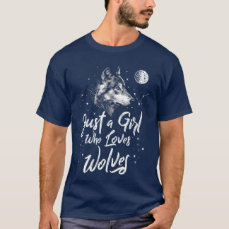 T-shirt Juste une fille qui aime les loups femme loup fill
