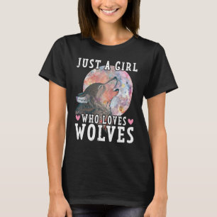 T-shirt Juste Une Fille Qui Aime Les Loups Forêt Animal Lo