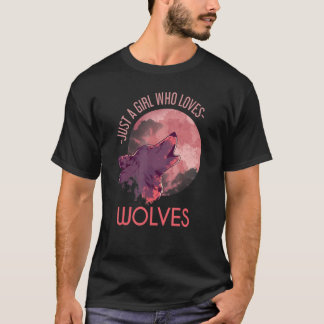 T-shirt Juste Une Fille Qui Aime Les Loups Forêt Animaux F