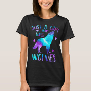 T-shirt Juste une fille qui aime les loups Galaxie Espace