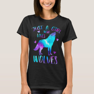 T-shirt Juste une fille qui aime les loups Galaxie Espace