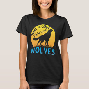 T-shirt Juste une fille qui aime les loups Joli loup ple