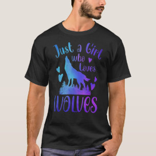 T-shirt Juste Une Fille Qui Aime Les Loups Lune Loup Lune