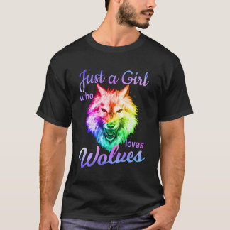 T-shirt Juste Une Fille Qui Aime Les Loups Lune Wolf Chemi