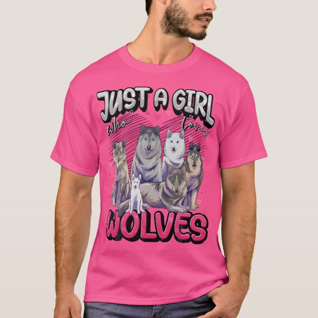 T-shirt Juste Une Fille Qui Aime Les Loups Mignonnes Fille (Devant)