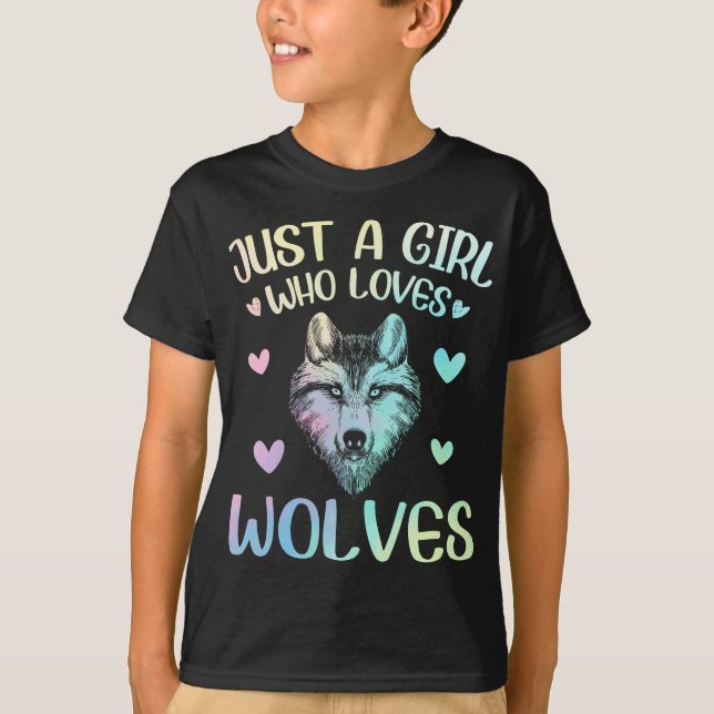 T-shirt Juste une fille qui aime les loups mignons (Devant)