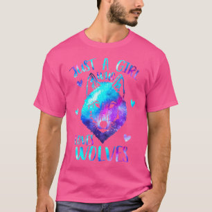 T-shirt Juste Une Fille Qui Aime Les Loups Thème Galaxie E