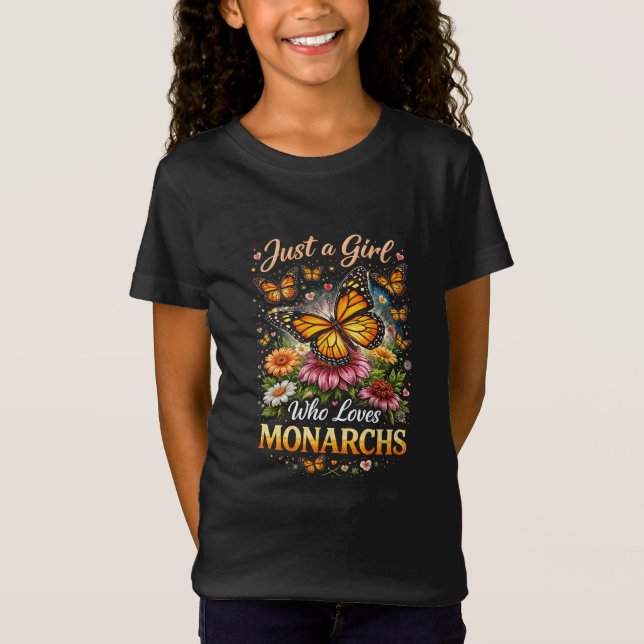 T-Shirt Juste une fille qui aime les monarques (Devant)
