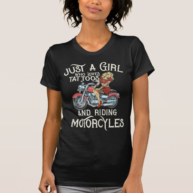 T-shirt Juste une fille qui aime les motos Funny Art Gift. (Devant)