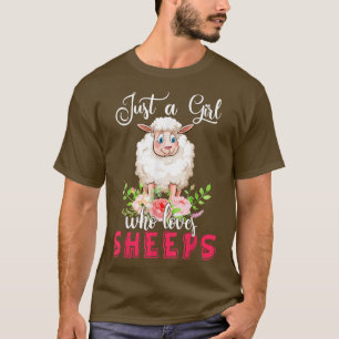T-shirt Juste Une Fille Qui Aime Les Moutons Fleurs Floral