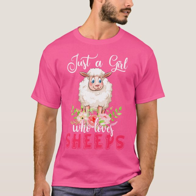 T-shirt Juste Une Fille Qui Aime Les Moutons Fleurs Floral (Devant)