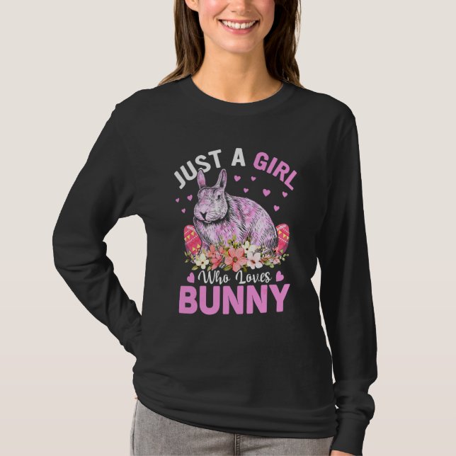 T-shirt Juste Une Fille Qui Aime Les Oeufs De Lapin Fleurs (Devant)