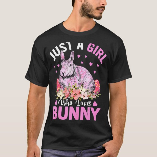 T-shirt Juste Une Fille Qui Aime Les Oeufs De Lapin Fleurs (Devant)
