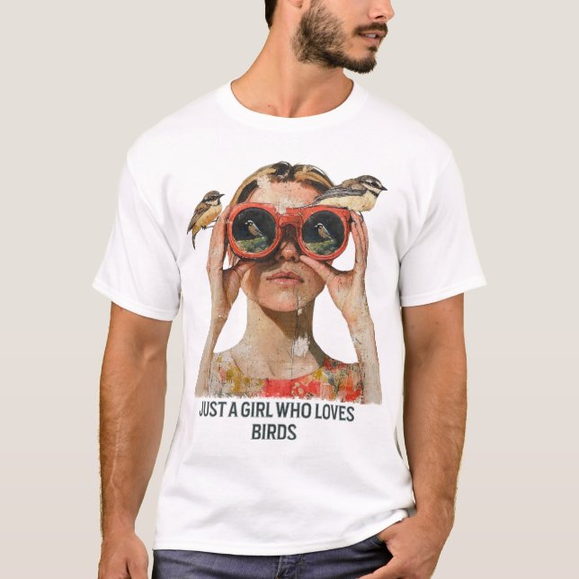 T-shirt Juste une fille qui aime les oiseaux - Observation (Devant)