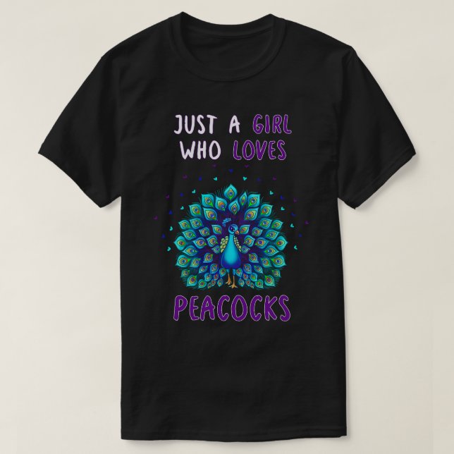 T-shirt Juste une fille qui aime les paons (Design devant)
