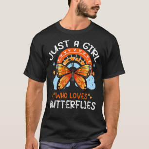 T-shirt Juste Une Fille Qui Aime Les Papillons Fleurs Mign