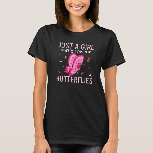 T-shirt Juste Une Fille Qui Aime Les Papillons Mignonnes F (Devant)