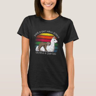 T-shirt Juste Une Fille Qui Aime Les Paresseux Et Les Lama
