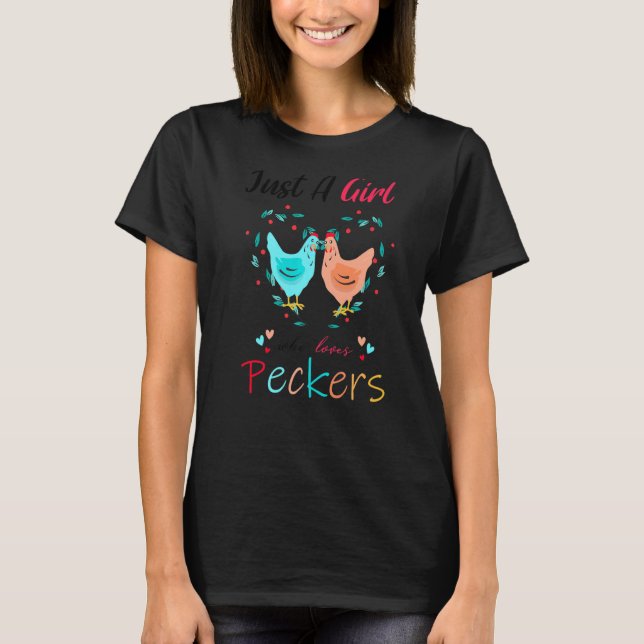 T-shirt Juste Une Fille Qui Aime Les Peckers Adorable Prés (Devant)
