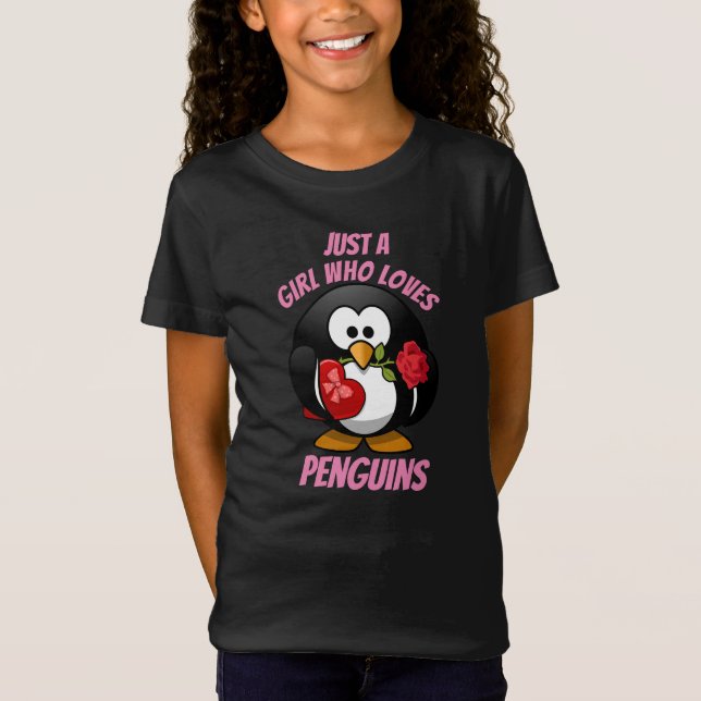 T-Shirt Juste une fille qui aime les pingouins (Devant)