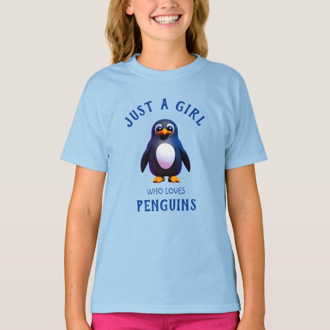 T-shirt Juste une fille qui aime les pingouins (Devant)