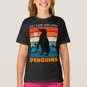 T-shirt Juste une fille qui aime les pingouins animal rétr