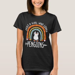 T-shirt Juste une fille qui aime les pingouins arc-en-ciel