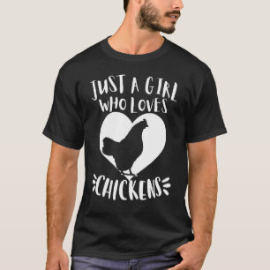 T-shirt Juste Une Fille Qui Aime Les Poules Cool Cœur Blan