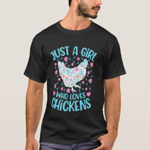 T-shirt Juste Une Fille Qui Aime Les Poules Florales Femme
