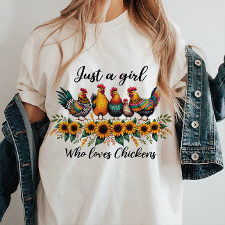 T-shirt Juste une fille qui aime les poulets Citation T-sh