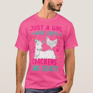 T-shirt Juste Une Fille Qui Aime Les Poulets Et Les Chèvre