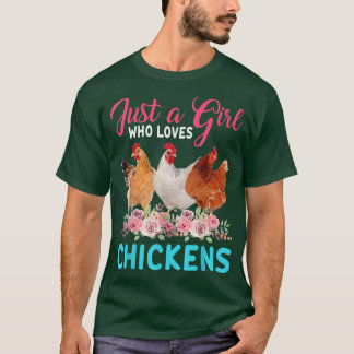 T-shirt Juste Une Fille Qui Aime Les Poulets Fleurs Floral